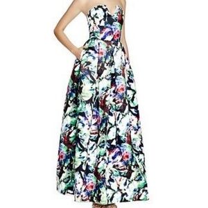 Parker Black Label Multicolor Floral Ball Gown Strapless Dress Size 8